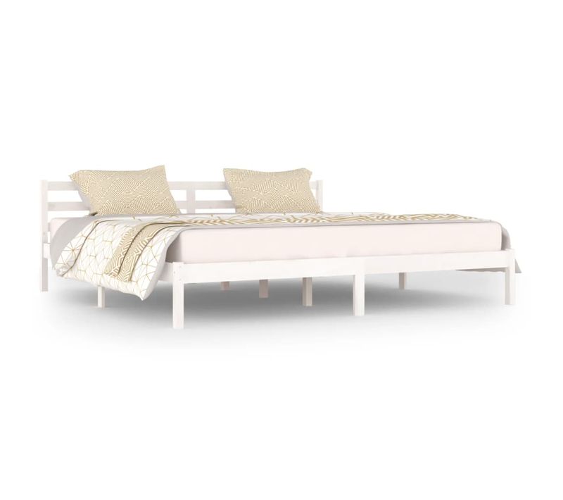 Cadre De Lit Sans Matelas Bois Massif De Pin 200x200 Cm Blanc