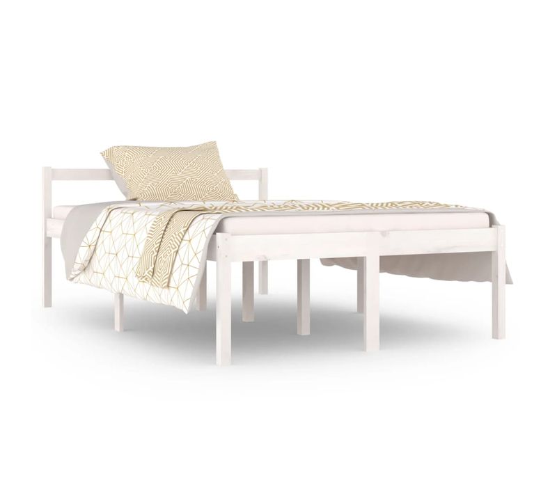 Cadre De Lit Blanc Bois Massif 120x190 Cm Petit Double