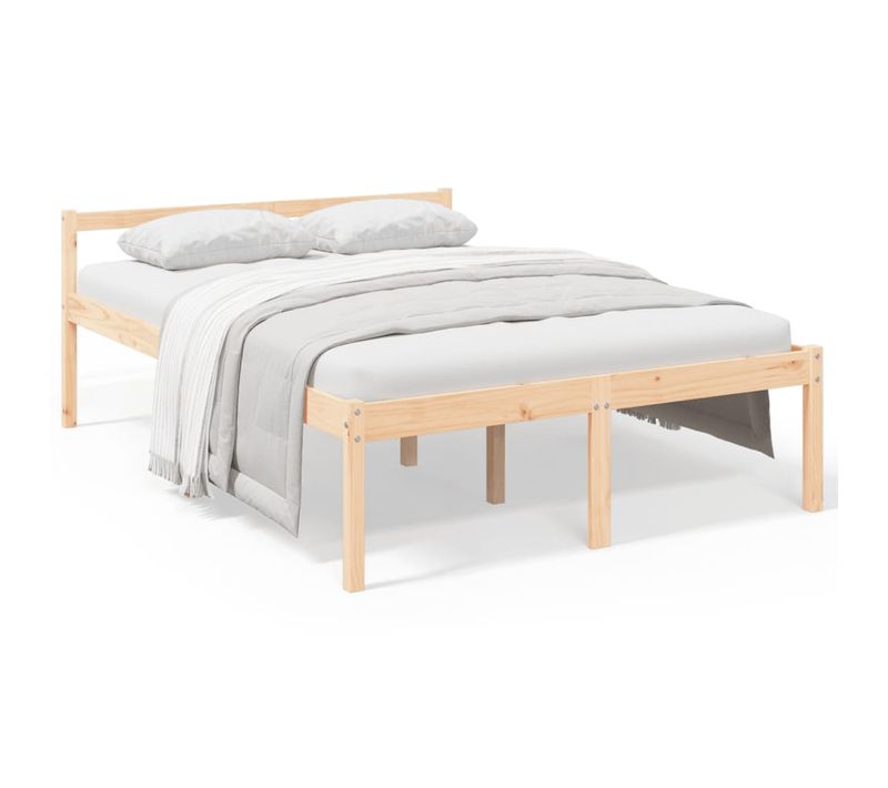 Lit Pour Personne Âgée Sans Matelas 140x190 Cm Bois Pin Massif