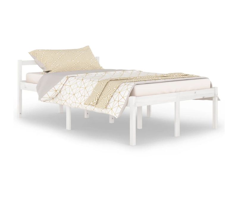Cadre De Lit Blanc Bois De Pin Massif 120x200 Cm