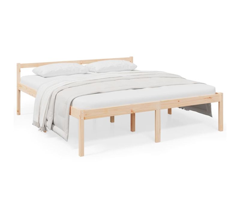 Lit Pour Personne Âgée 180x200 Cm Très Grand Bois De Pin Massif