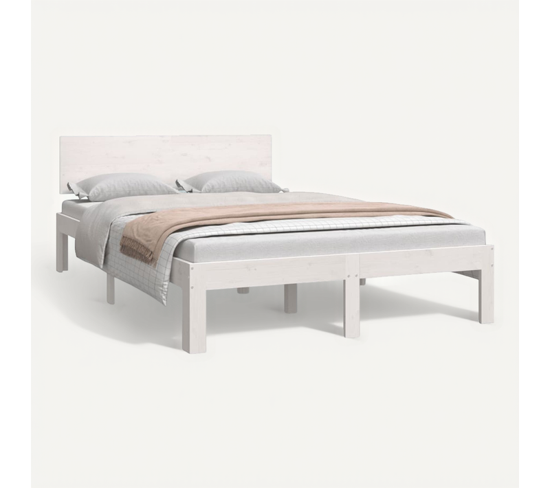 Cadre De Lit Sans Matelas Blanc Bois De Pin Massif 120x200 Cm