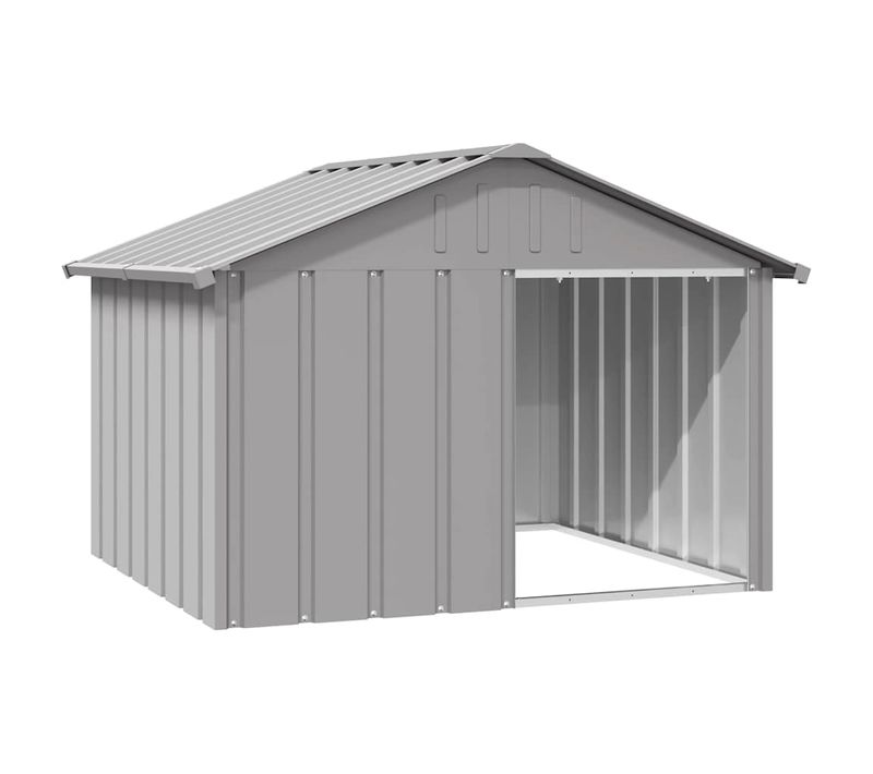 Niche Pour Chien Gris 116,5x103x81,5 Cm Acier Galvanisé