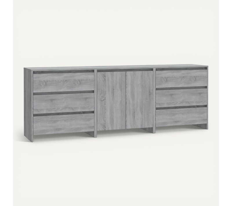 Buffets 3 Pièces Sonoma Gris Bois Contreplaqué