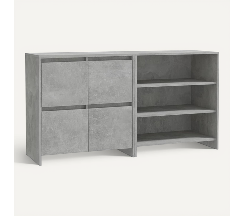 Buffets 2 Pièces Gris Béton Bois Contreplaqué