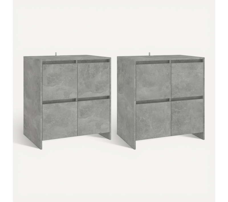 Buffets 2 Pièces Gris Béton 70x41x75 Cm Bois Contreplaqué