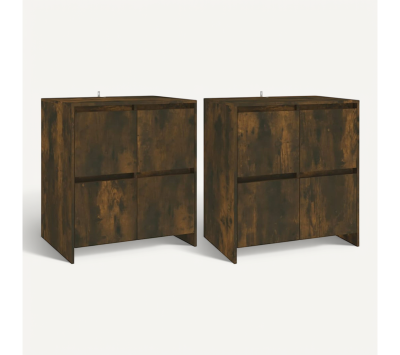Buffets 2 Pièces Chêne Fumé 70x41x75 Cm Bois Contreplaqué