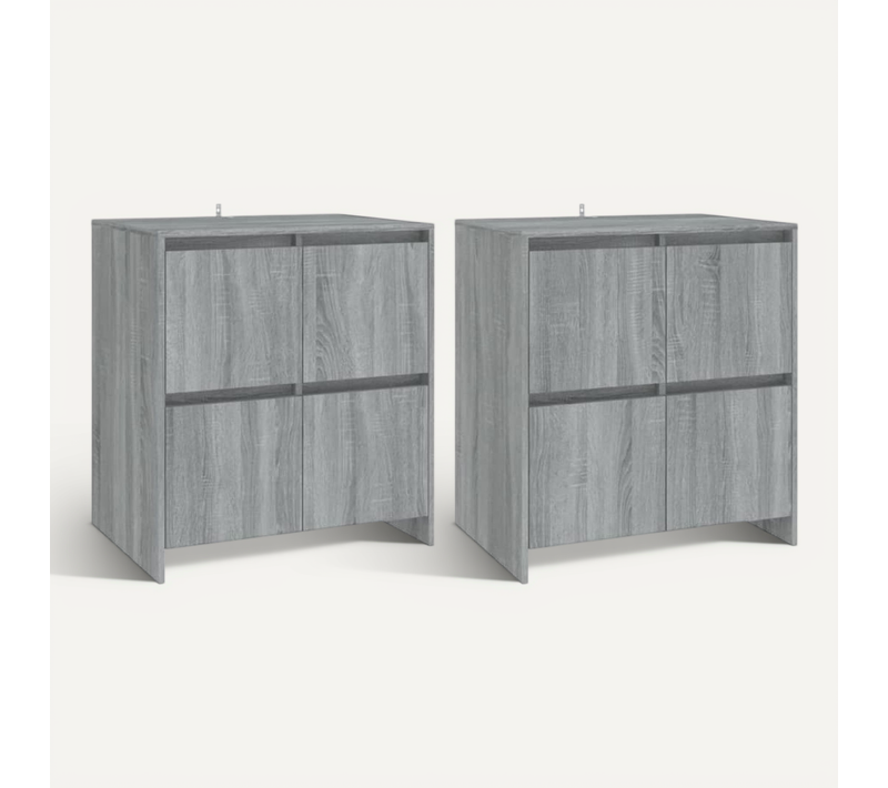 Buffets 2 Pièces Sonoma Gris 70x41x75 Cm Bois Contreplaqué