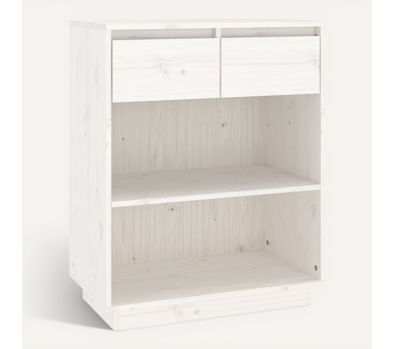 Armoire Console Blanc 60x34x75 Cm Bois De Pin Solide