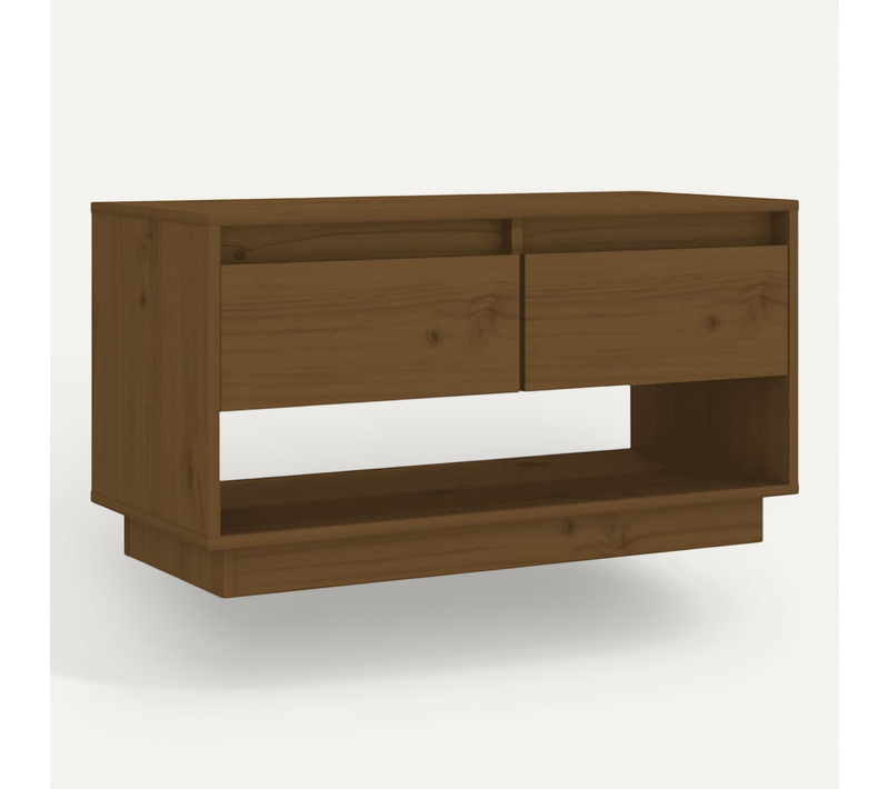 Meuble TV Marron Miel 74x34x40 Cm Bois De Pin Massif
