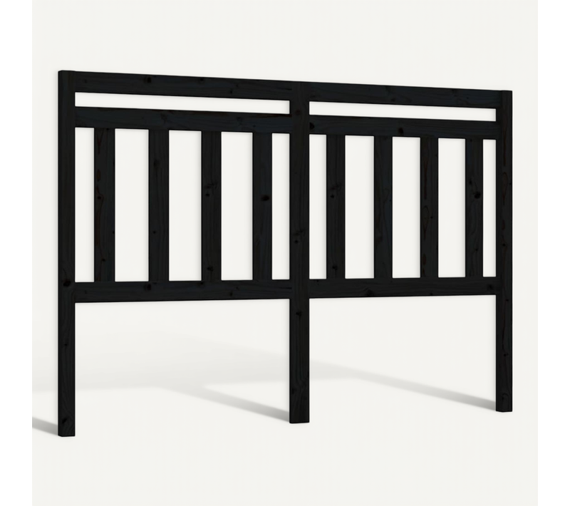 Tête De Lit Noir 126x4x100 Cm Bois Massif De Pin
