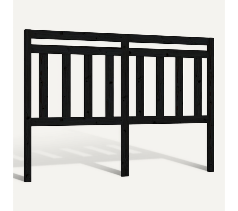 Tête De Lit Noir 146x4x100 Cm Bois Massif De Pin