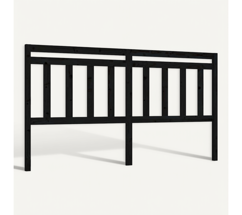 Tête De Lit Noir 206x4x100 Cm Bois Massif De Pin
