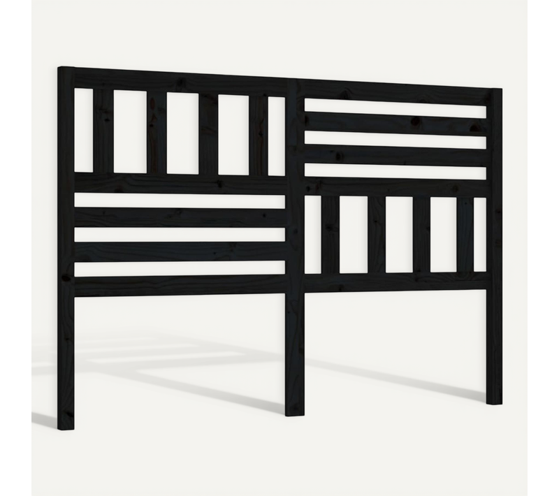 Tête De Lit Noir 126x4x100 Cm Bois Massif De Pin