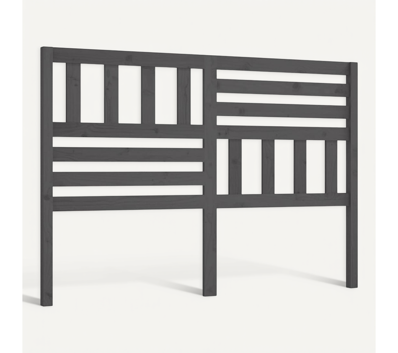 Tête De Lit Gris 146x4x100 Cm Bois Massif De Pin