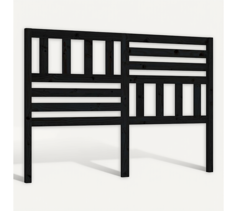 Tête De Lit Noir 146x4x100 Cm Bois Massif De Pin