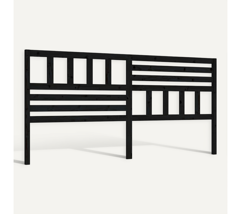 Tête De Lit Noir 206x4x100 Cm Bois Massif De Pin