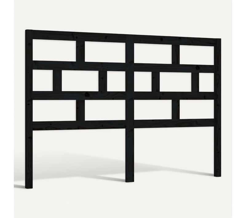 Tête De Lit Noir 126x4x100 Cm Bois Massif De Pin