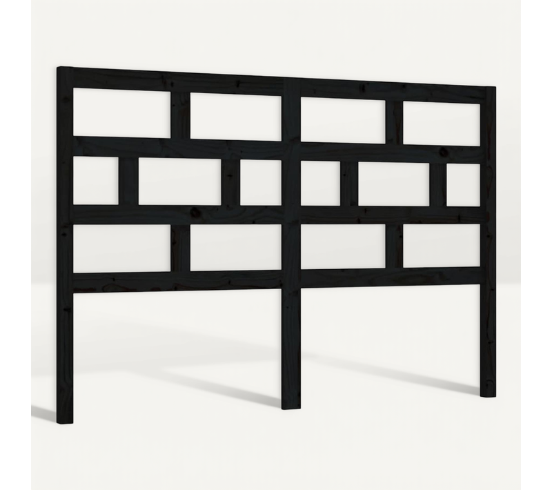 Tête De Lit Noir 146x4x100 Cm Bois Massif De Pin