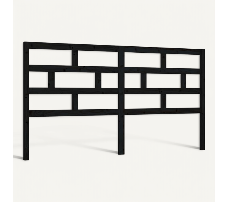 Tête De Lit Noir 206x4x100 Cm Bois Massif De Pin