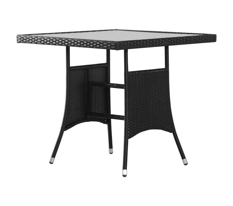 Table De Jardin Noir 80x80x74 Cm Résine Tressée