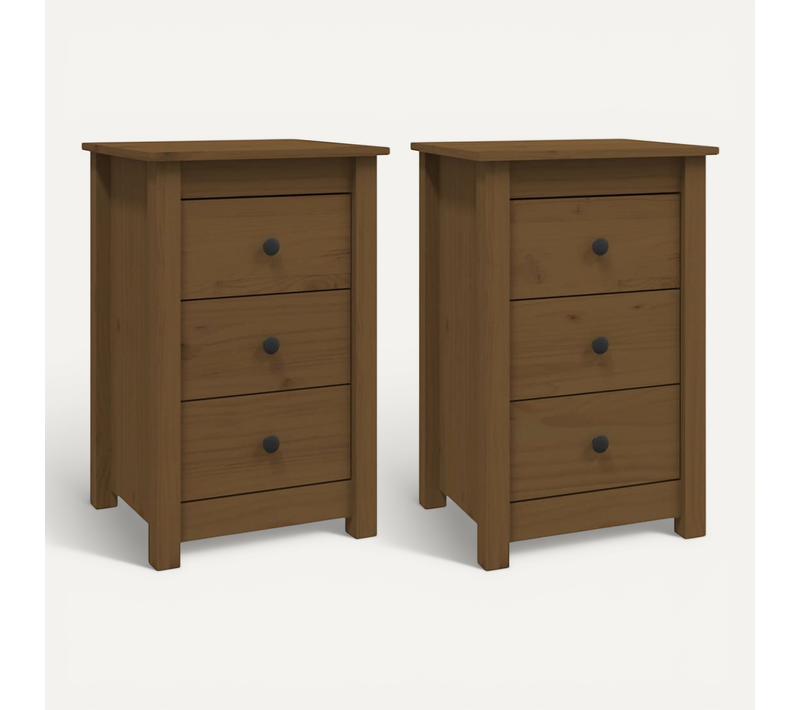 Tables De Chevet 2 Pièces Marron Miel 40x35x61,5 Cm Pin Solide