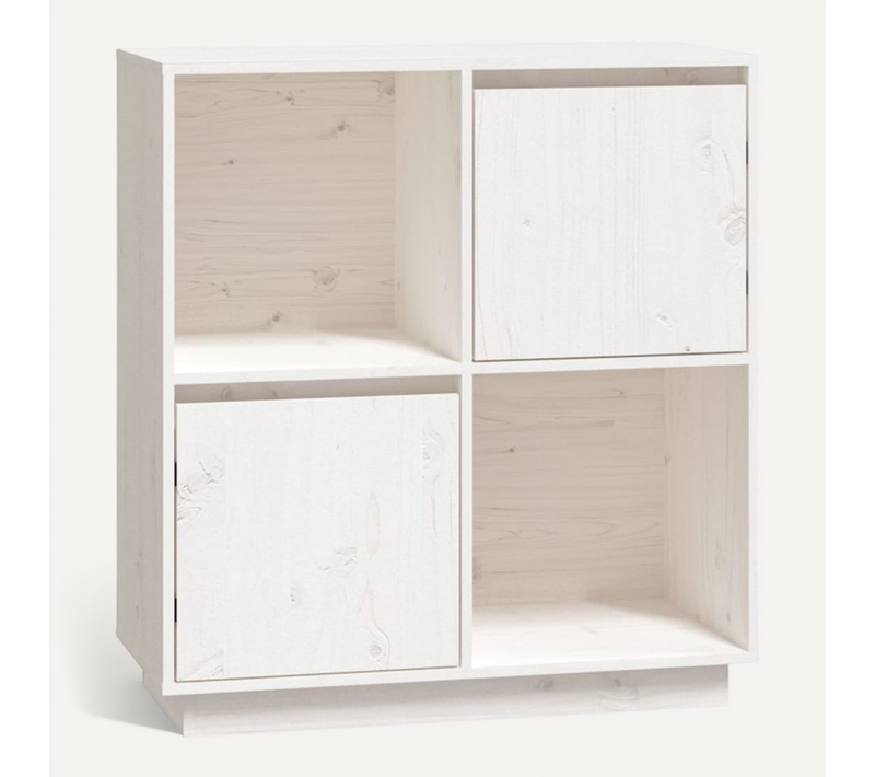 Buffet Blanc 74x35x80 Cm Bois Massif De Pin