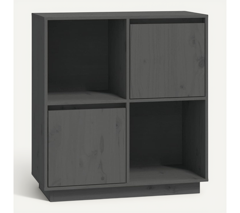 Buffet Gris 74x35x80 Cm Bois Massif De Pin