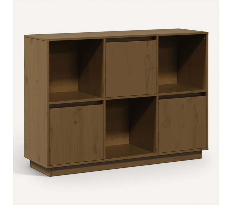 Buffet Marron Miel 110,5x35x80 Cm Bois Massif De Pin