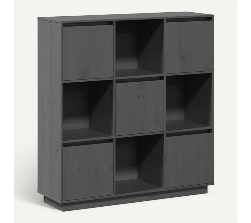 Buffet Gris 110,5x35x117 Cm Bois Massif De Pin