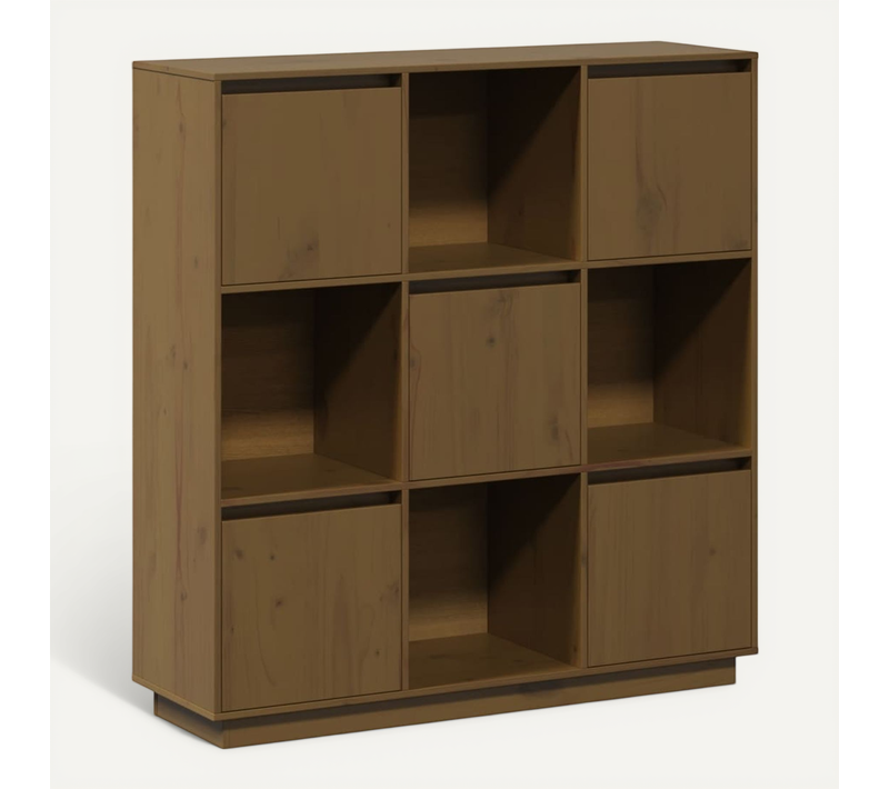 Buffet Marron Miel 110,5x35x117 Cm Bois Massif De Pin