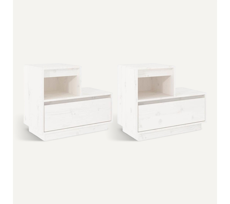 Tables De Chevet 2 Pièces Blanc 60x34x51 Cm Bois De Pin Solide