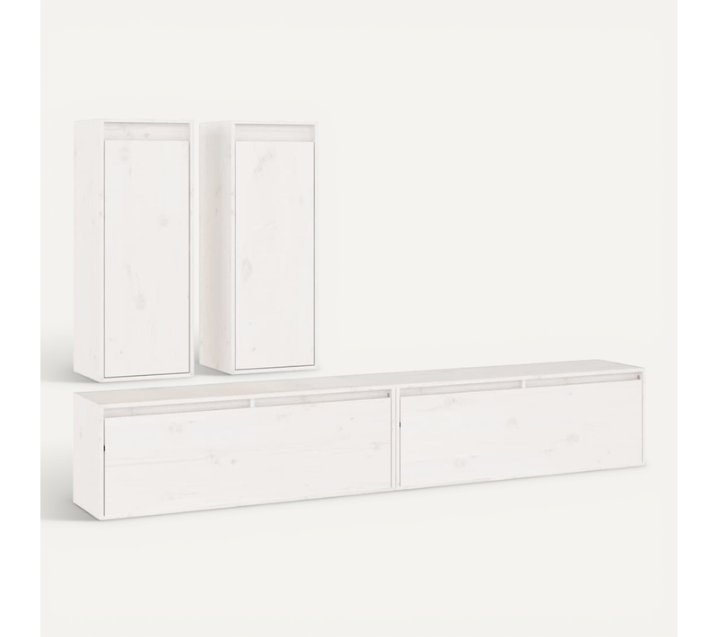 Meubles TV 4 Pièces Blanc Bois Massif De Pin