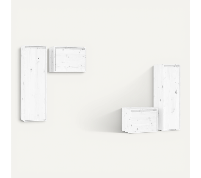Meubles TV 4 Pièces Blanc Bois Massif De Pin