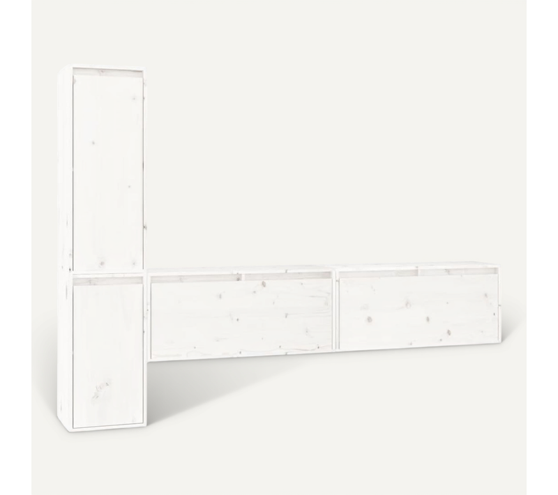 Meubles TV 4 Pièces Blanc Bois Massif De Pin