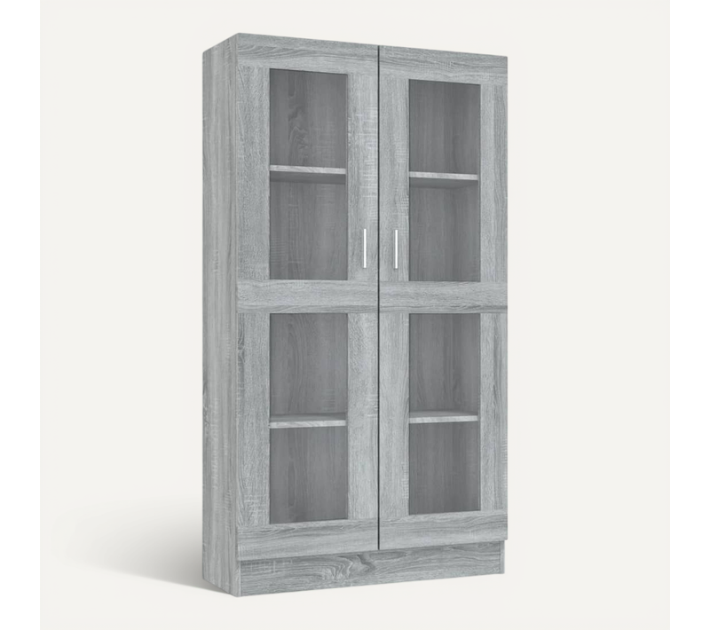 Armoire À Vitrine Sonoma Gris 82,5x30,5x150cm Bois Contreplaqué