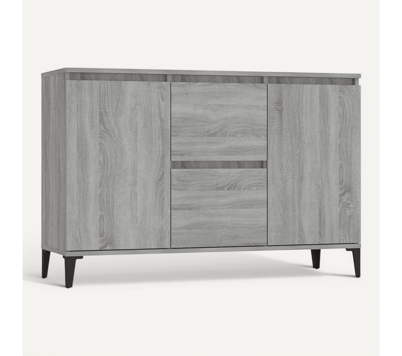 Buffet 104 X 35 X 70 Cm Gris Sonoma Bois Contreplaqué Design Minimaliste Fixation Murale
