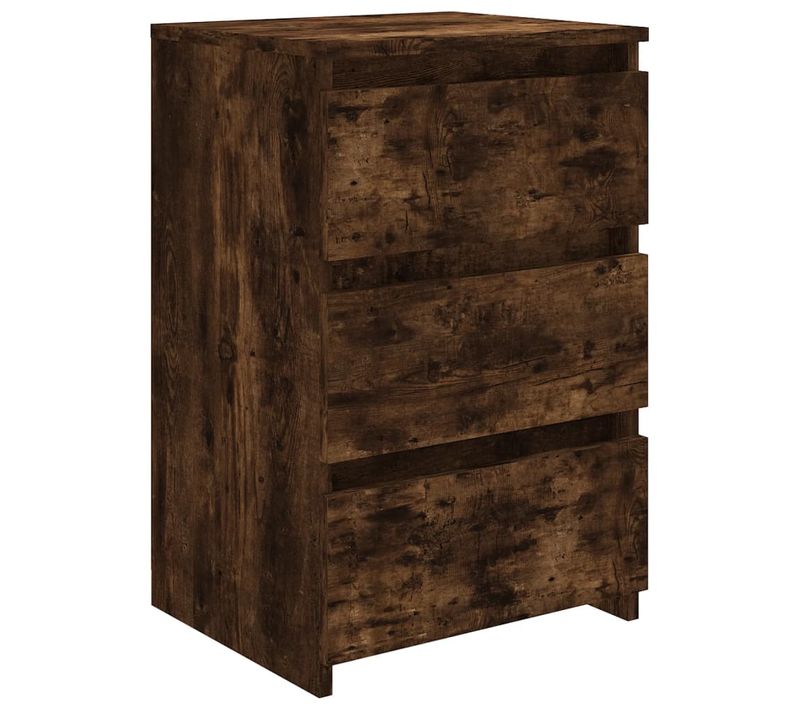 Table De Chevet Chêne Fumé 40x35x62,5 Cm Bois Contreplaqué