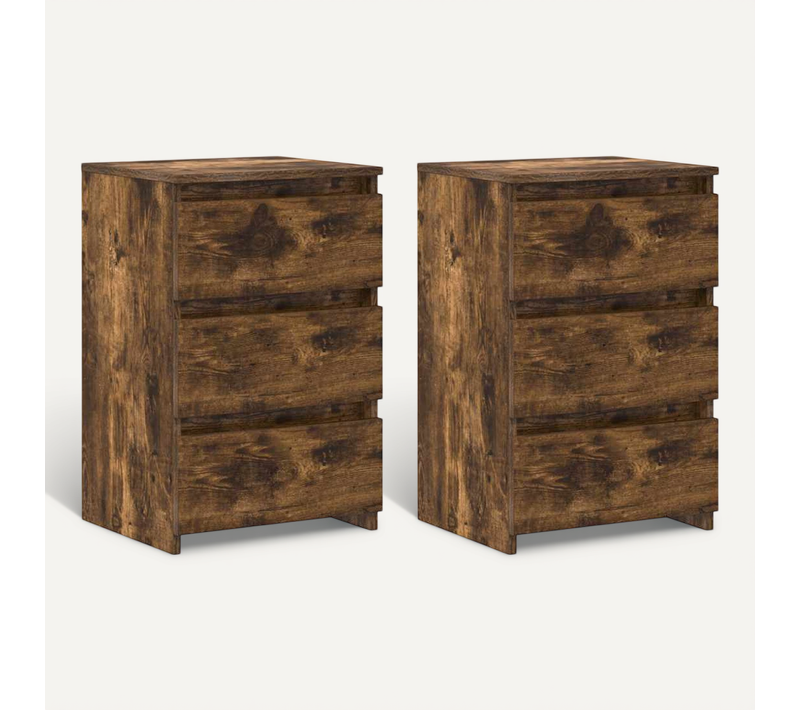 Tables De Chevet 2pcs Chêne Fumé 40x35x62,5cm Bois Contreplaqué