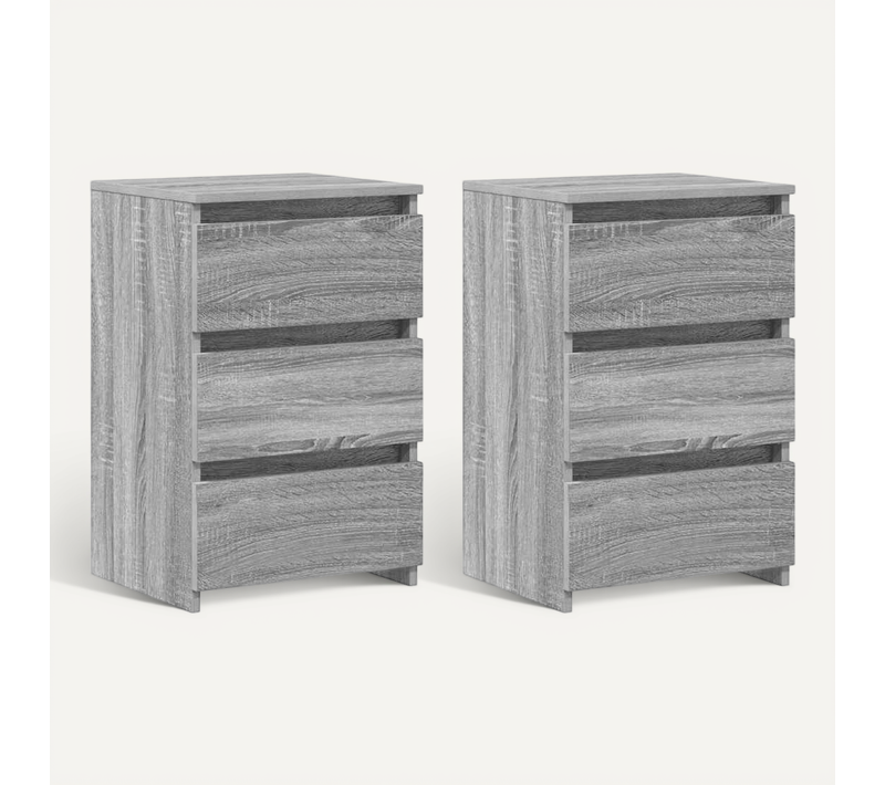 Tables De Chevet 2 Pièces Sonoma Gris 40x35x62,5cm Bois Contreplaqué