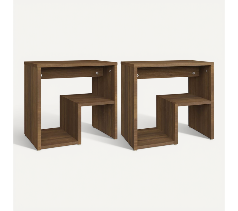 Tables De Chevet 2 Pièces Chêne Marron 40x30x40cm Bois Contreplaqué