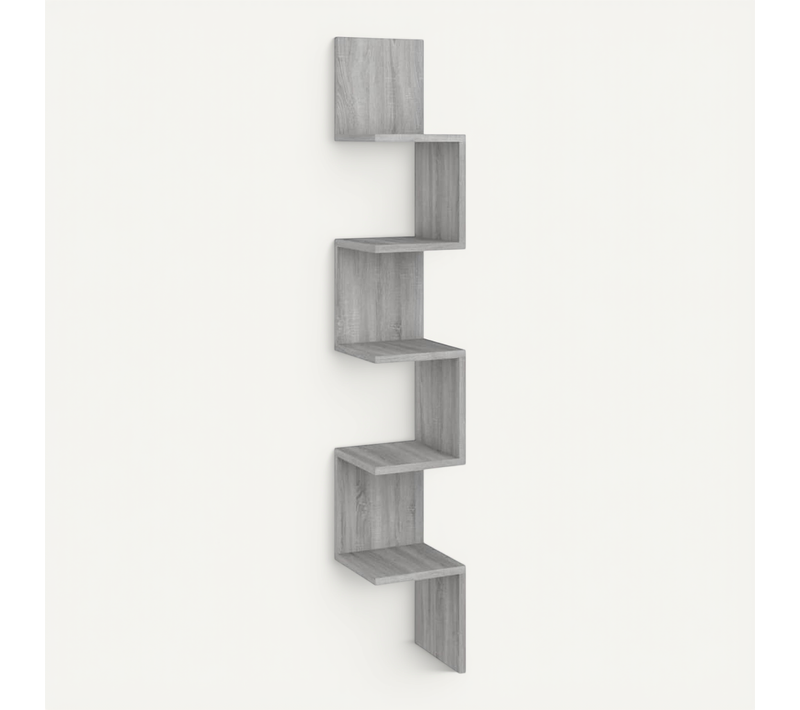 étagère Angle Murale Sonoma Gris 20x20x127,5 Cm Bois Contreplaqué