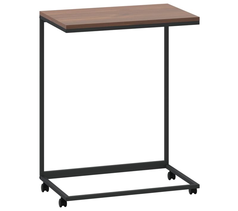 Table D'appoint Avec Roues Noir 55x35x70 Cm Bois Contreplaqué