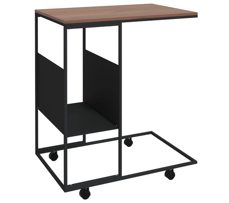 Table D'appoint Avec Roues Noir 55x36x63,5 Cm Bois Contreplaqué