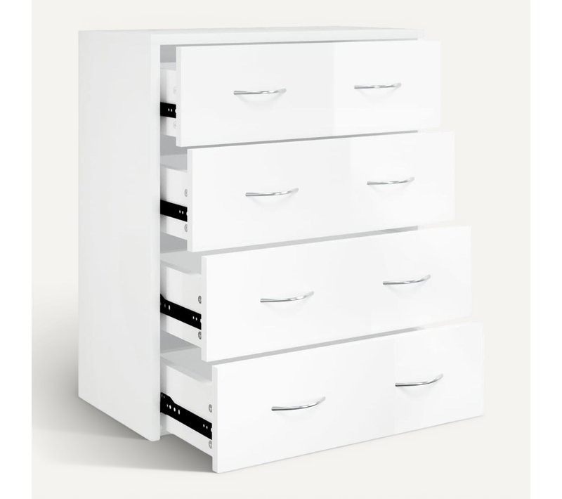 Buffet Avec 4 Tiroirs 60x30,5x71 Cm Blanc Brillant