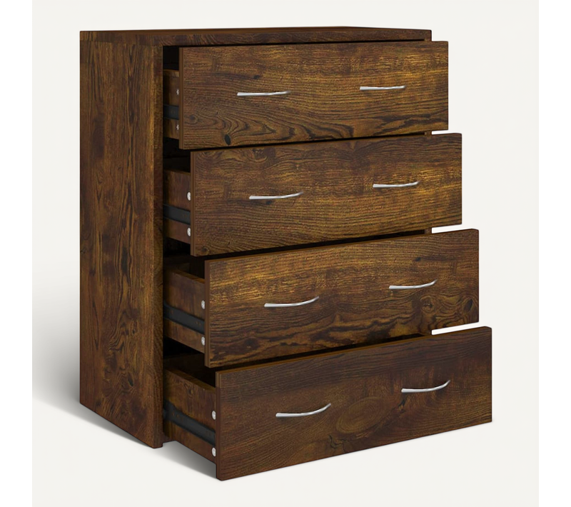 Buffet Avec 4 Tiroirs 60x30,5x71 Cm Chêne Fumé