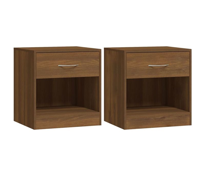 Tables De Chevet 2 Pièces Avec Tiroir Chêne Marron