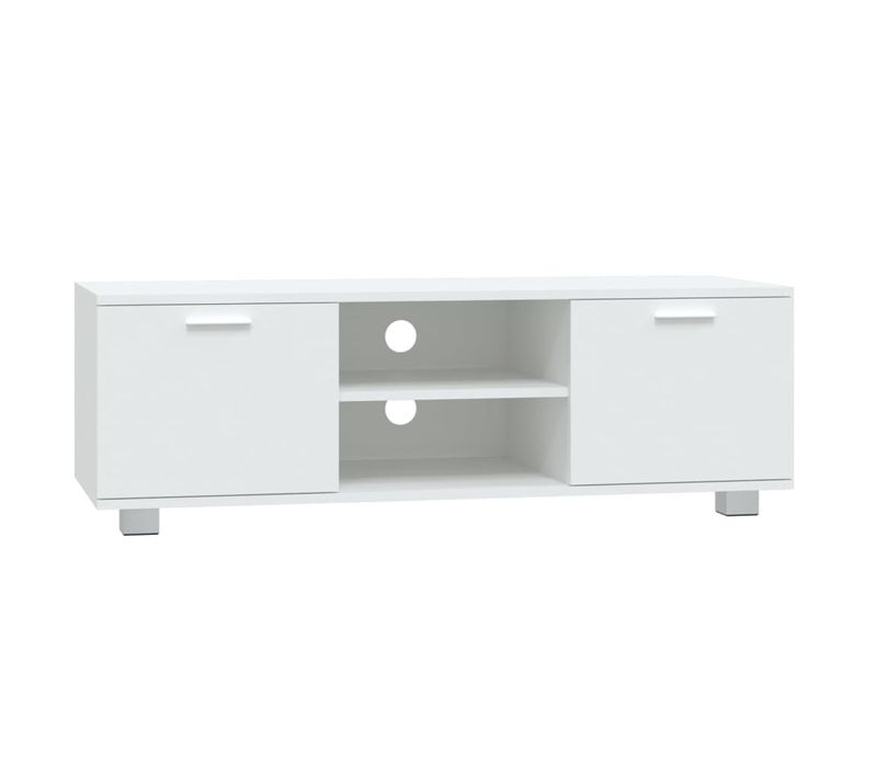 Meuble TV Blanc 120x40,5x35 Cm Bois Contreplaqué