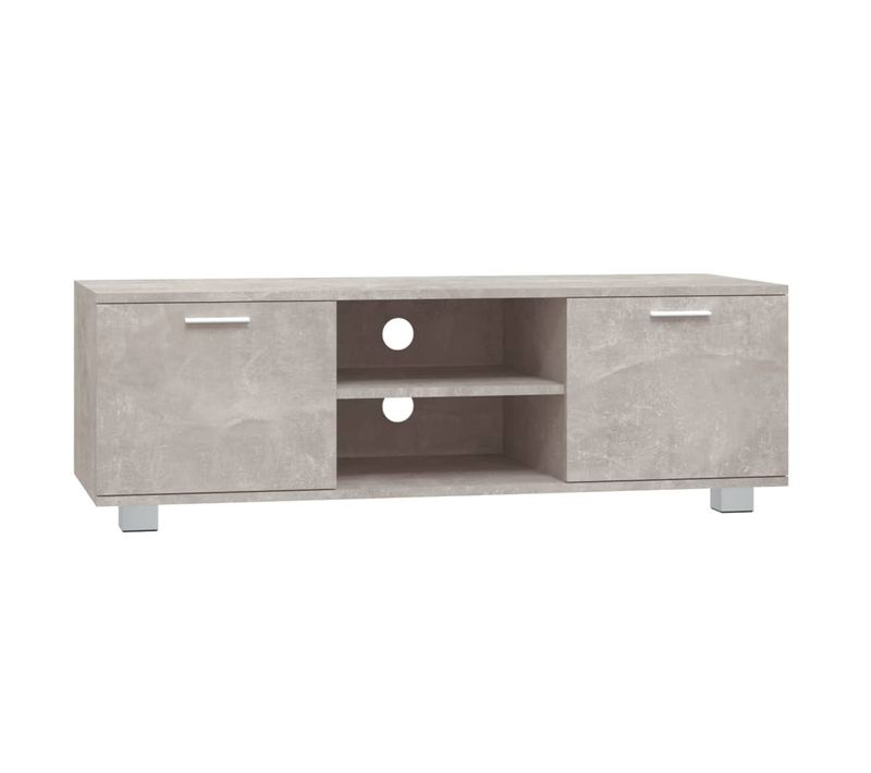 Meuble TV Gris Béton 120x40,5x35 Cm Bois Contreplaqué