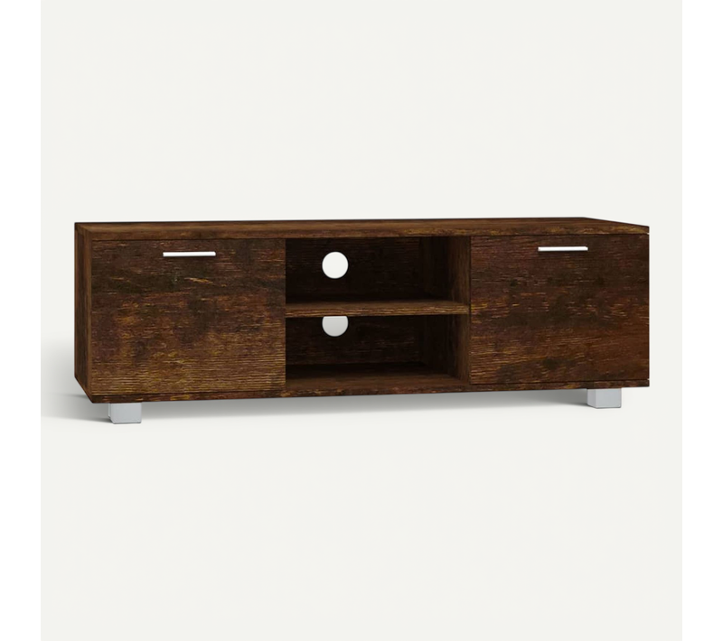 Meuble TV Chêne Fumé 120x40,5x35 Cm Bois Contreplaqué